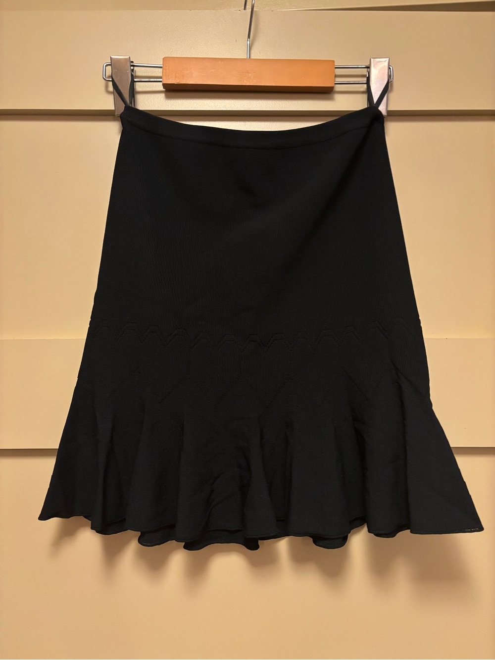 ALAÏA Vintage Mini Flare Skater Skirt Ribbed Knit Pleat Heart Perforated Bodycon - Picture 2 of 5